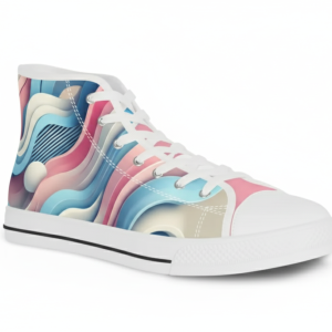 Abstract Pastel High-Top Sneakers – Stylish Canvas Fashion Shoes